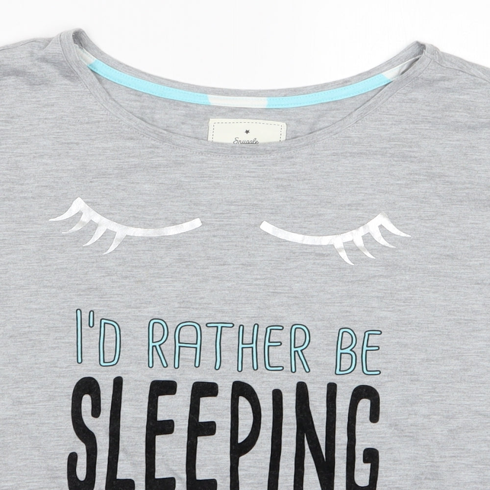 Snuggle Dream sleep Womens Grey    Pyjama Top Size M  - I'd rather be Sleeping