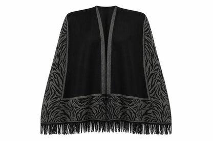 Debenhams Womens Black Animal Print  Overcoat Poncho One Size  - Cape Style Poncho
