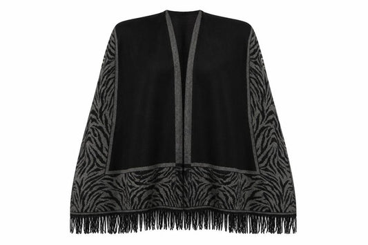 Debenhams Womens Black Animal Print  Overcoat Poncho One Size  - Cape Style Poncho