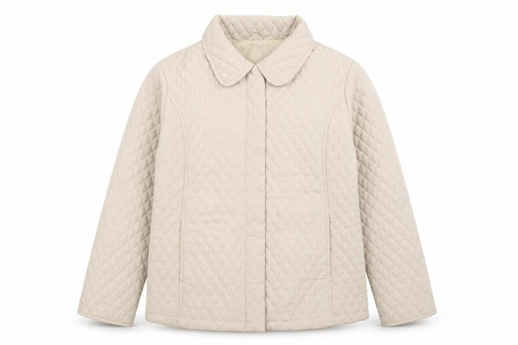 Casamia Womens Beige Quilted Coat Size M