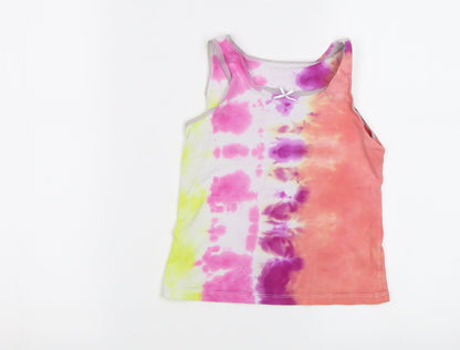 Front view of George girls’ multicoloured batik basic tank, size 6-7, years