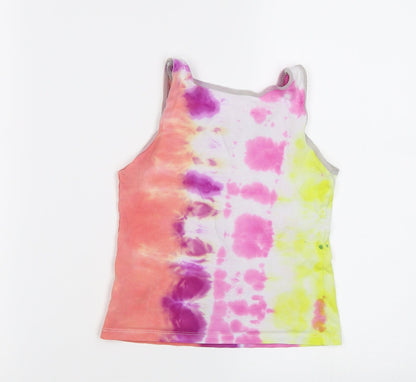 Back view of George girls’ multicoloured batik basic tank, size 6-7, years