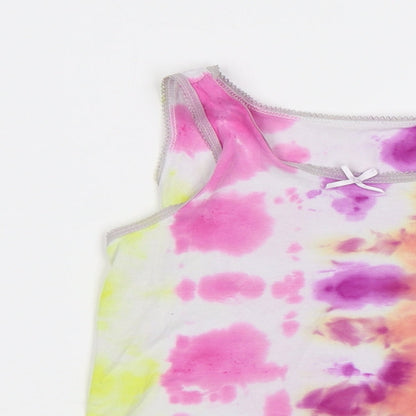 Close-up detail of George girls’ multicoloured batik basic tank, size 6-7, years