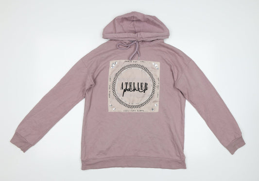 Select Womens Pink   Pullover Hoodie Size S