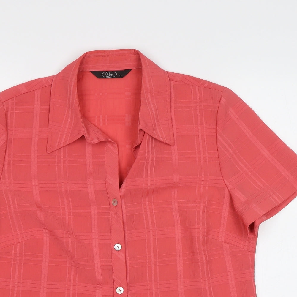 BM Womens Pink Check  Basic Button-Up Size 12