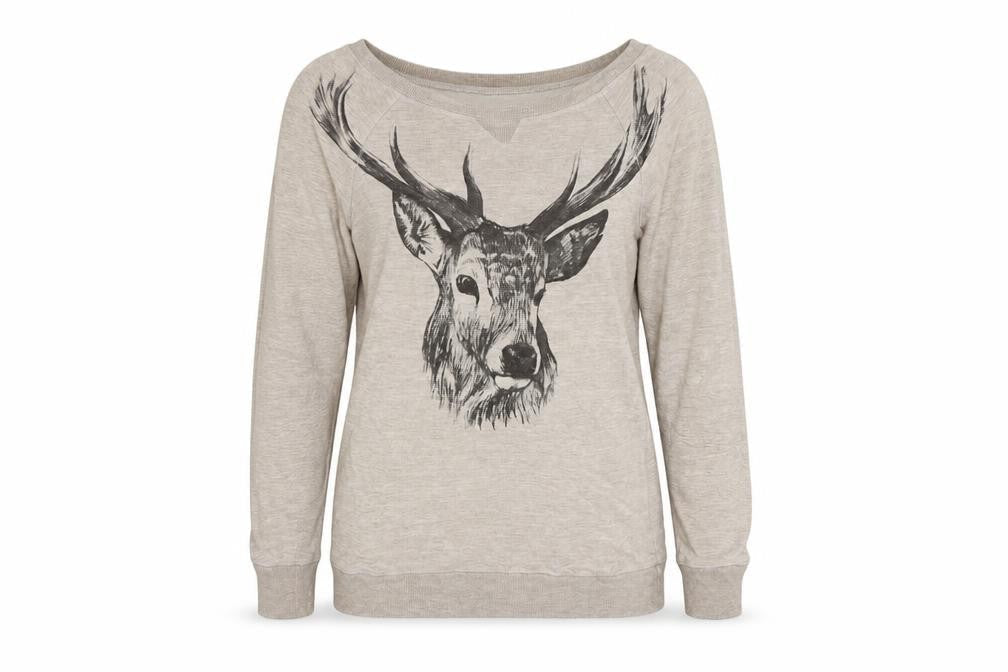 Warehouse Womens Beige   Henley Sweatshirt Size 6  - Stag