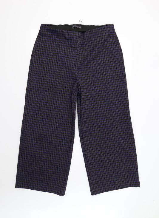 M&S Womens Blue Houndstooth  Trousers  Size 16 L25 in