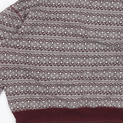 Brand and care label for Easy men’s red jumper, size M