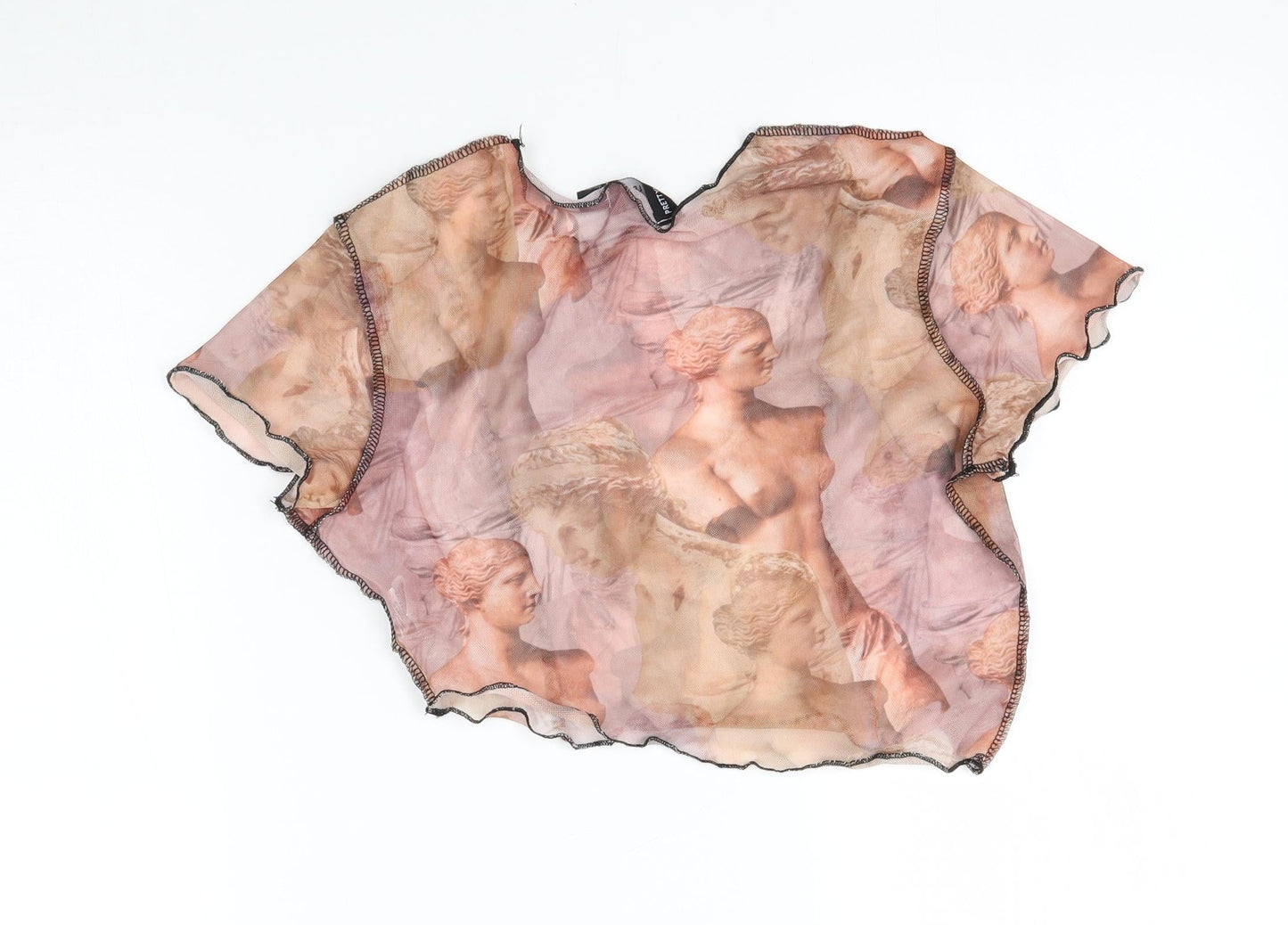 PRETTYLITTLETHING Womens Beige   Basic Blouse Size 8  - cropped, art statues