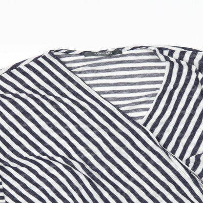 Close-up detail of COIN 1804 women’s white striped basic blouse, size M