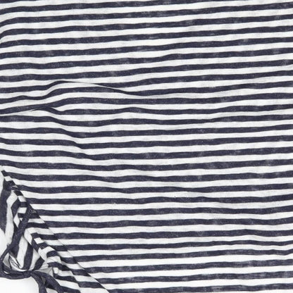 Brand and care label for COIN 1804 women’s white striped basic blouse, size M