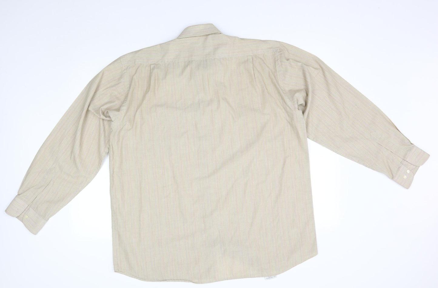 greenwoods Mens Beige Striped   Dress Shirt Size 16.5