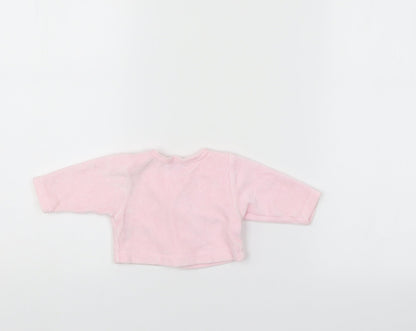 Back view of Babble Boom girls’ pink cardigan jumper, size 0-3, months