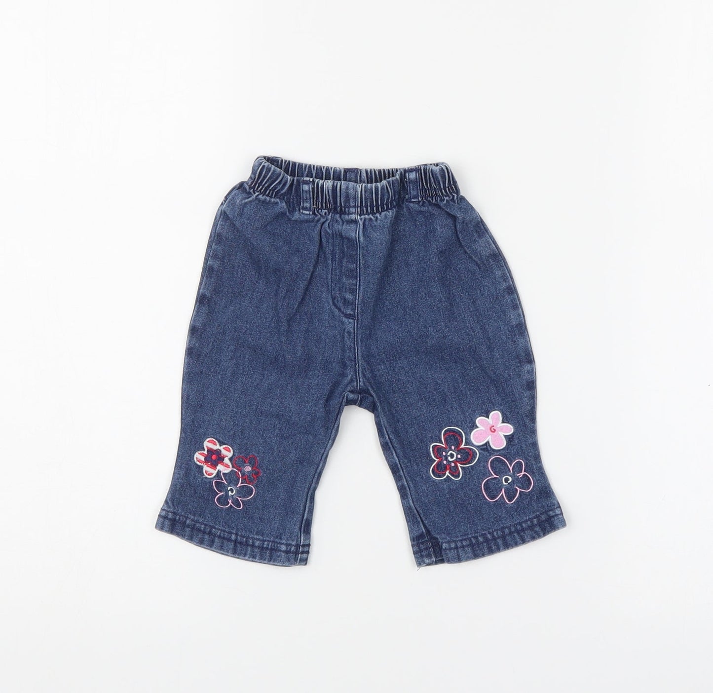 Adams Baby Blue Floral Denim  Jeans Size 3-6 Months
