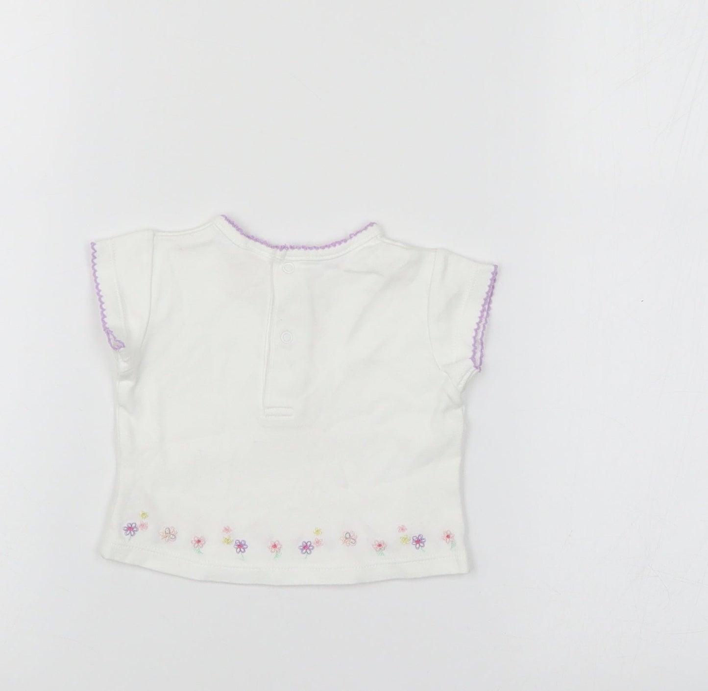 Little bundle Girls White Floral  Basic T-Shirt Size 0-3 Months