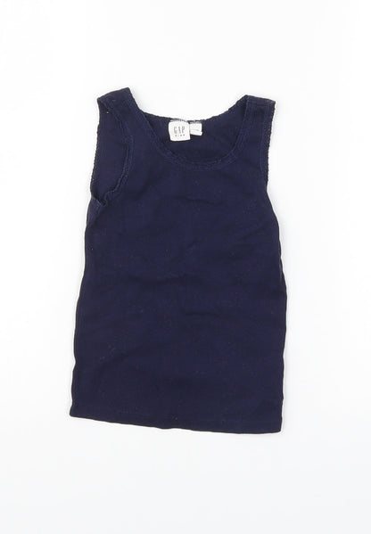 Additional front view of Gap girls’ blue basic t-shirt, size XS