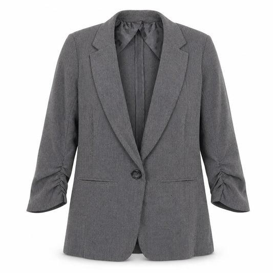 Preworn Womens Grey  Rayon Jacket Suit Jacket Size S