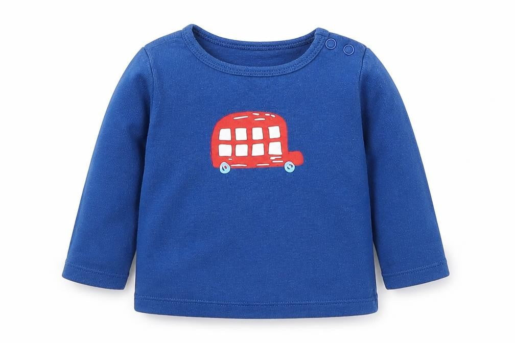 TU Boys Blue   Basic T-Shirt Size 6-9 Months  - Bus