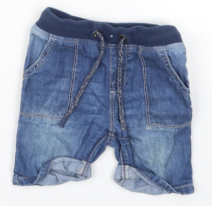 Additional front view of Tu boys’ blue denim cropped jeans, size 12-18, months