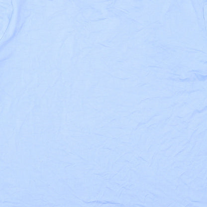 Brand and care label for BPC Selection women’s blue basic t-shirt, size L, - leaf pattern collar