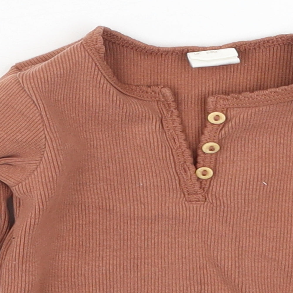 H&M Girls Brown   Basic T-Shirt Size 6-9 Months