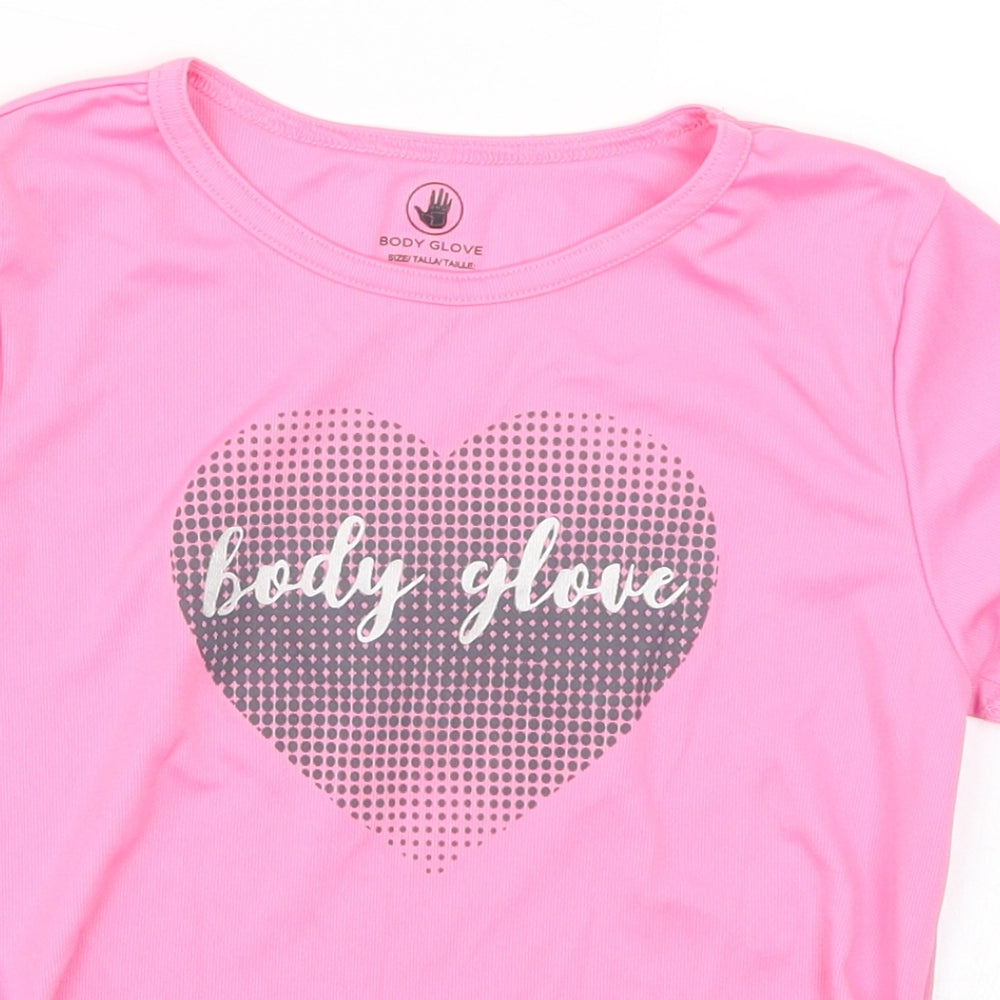 Body Glove Girls Pink   Basic T-Shirt Size 7 Years  - Heart