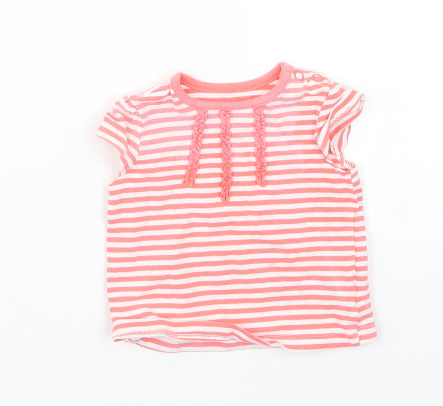 Mothercare Girls Red Striped  Basic T-Shirt Size Newborn