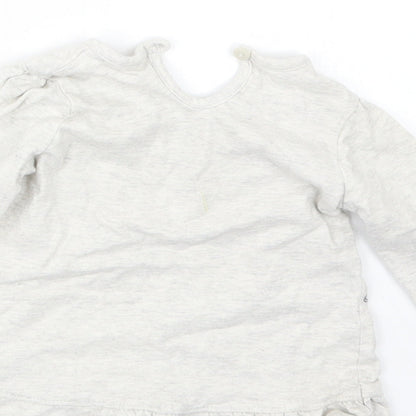 Brand and care label for George girls’ grey basic t-shirt, size 6-9, months - minnie mouse