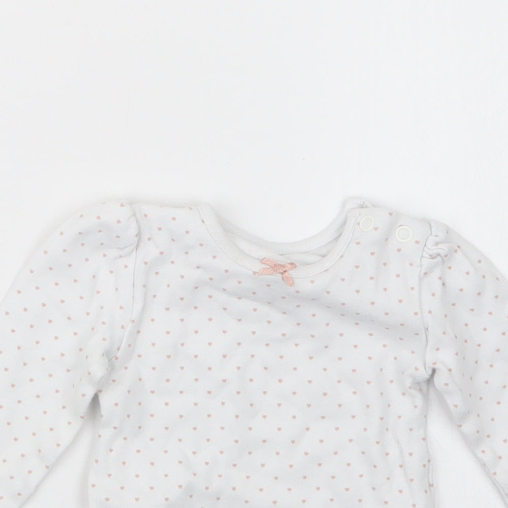 George Girls White Polka Dot  Babygrow One-Piece Size 6-9 Months