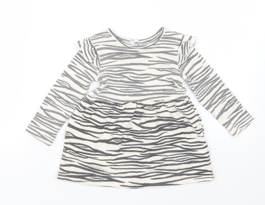 Primark Girls Beige Animal Print  T-Shirt Dress  Size 12-18 Months