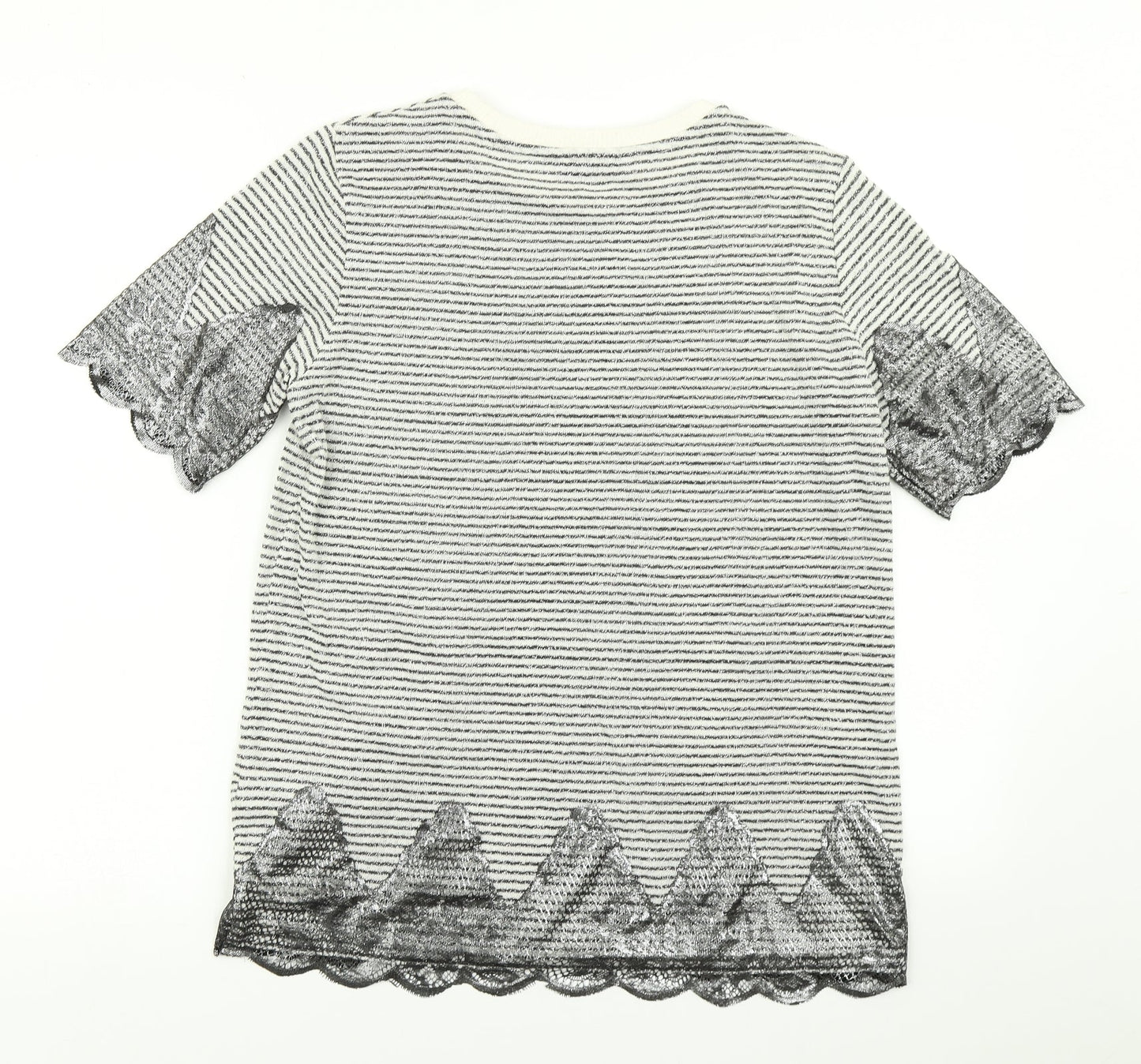 Per Una Womens Black Striped  Basic T-Shirt Size 12
