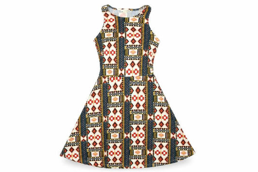H&M Womens Beige Geometric  Fit & Flare  Size S