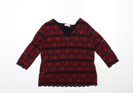 Marks and Spencer Womens Red Striped  Basic Blouse Size 16