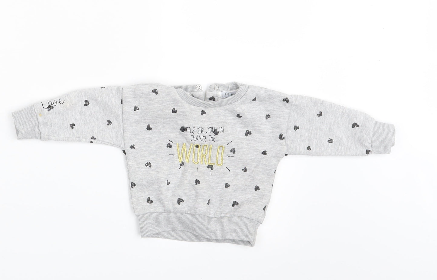 Primark Girls Grey Polka Dot  Pullover Jumper Size 6-9 Months