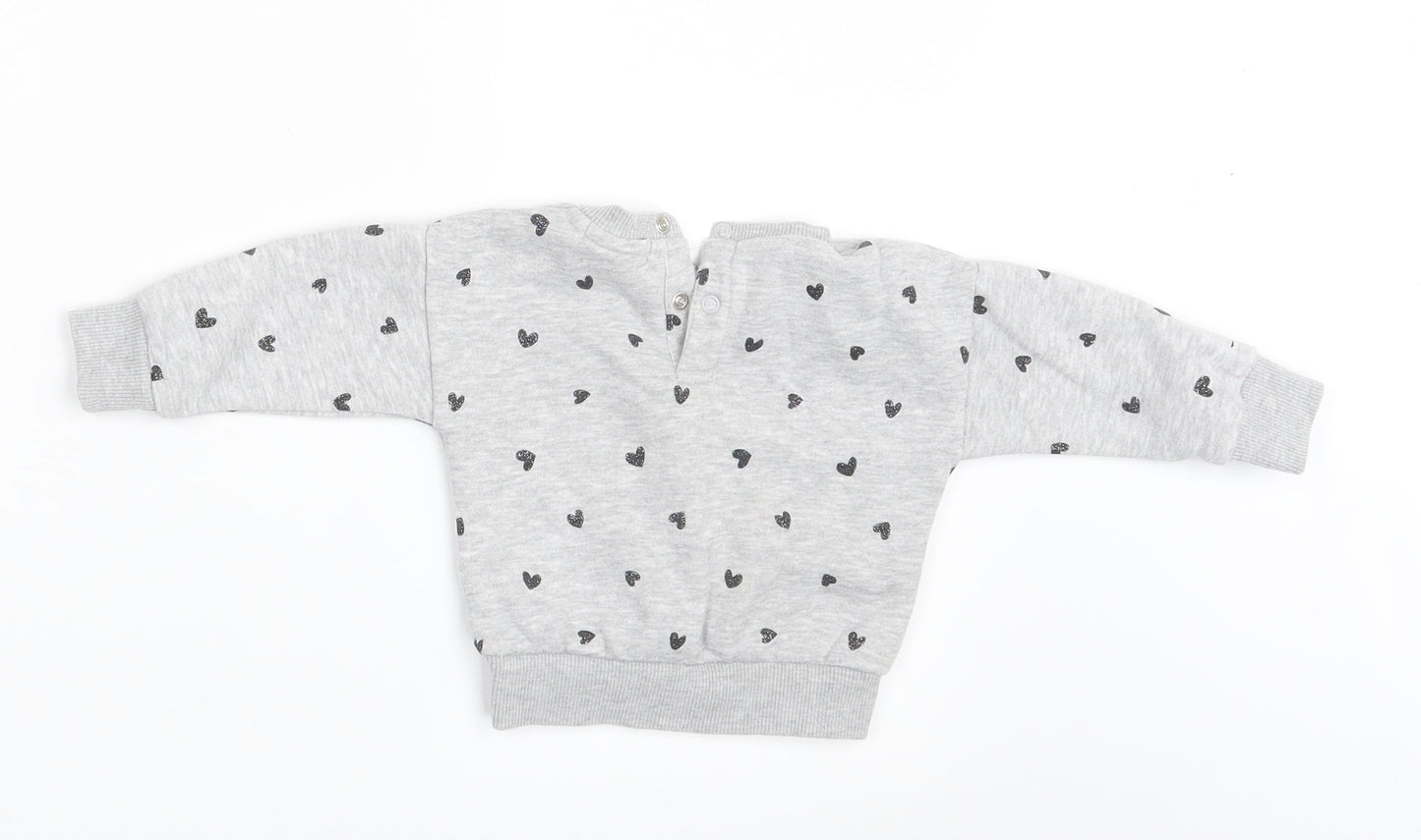 Primark Girls Grey Polka Dot  Pullover Jumper Size 6-9 Months