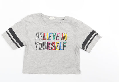 Additional front view of Candy girls’ grey basic t-shirt, size 11, years