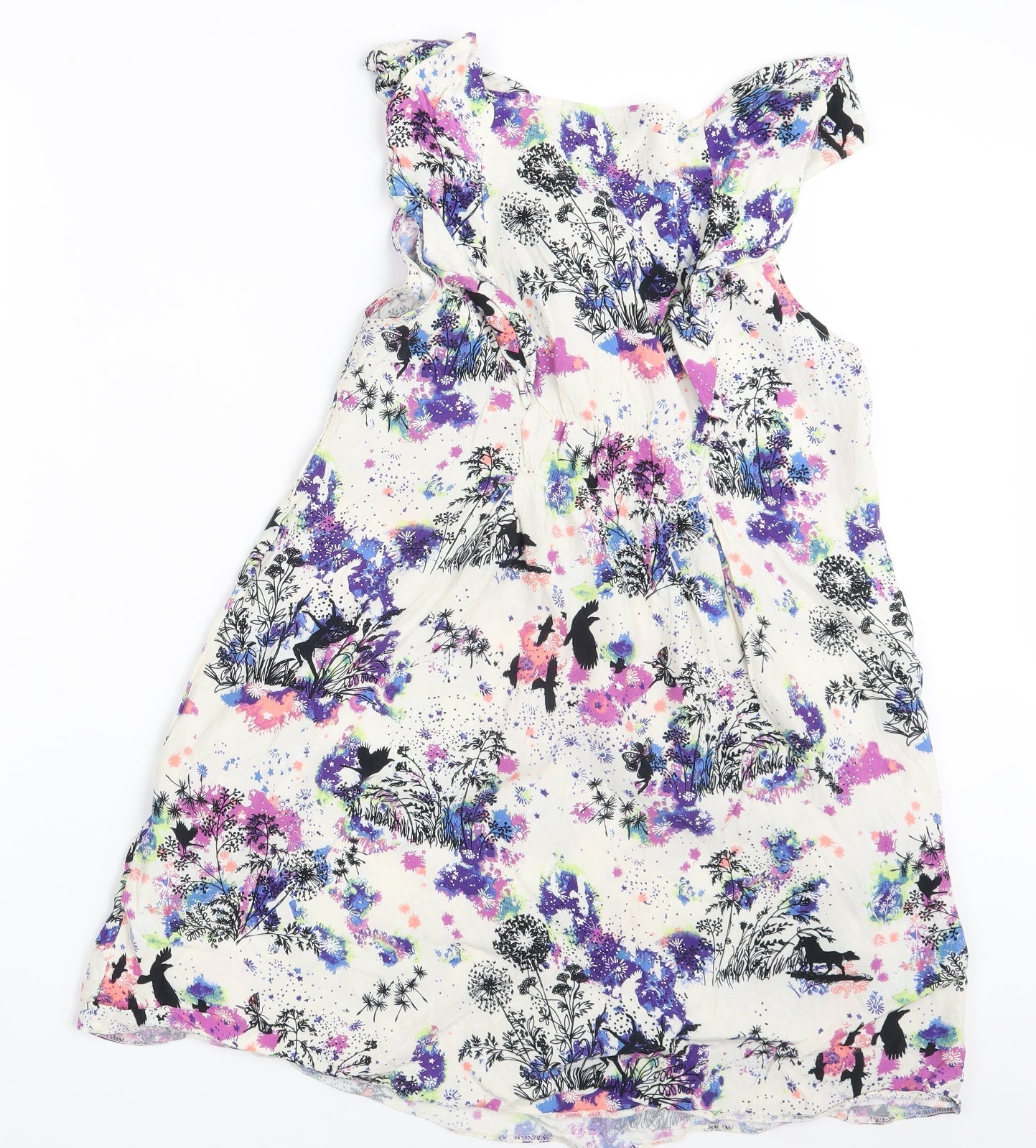 Miss Selfridge Womens White Floral  A-Line  Size 12