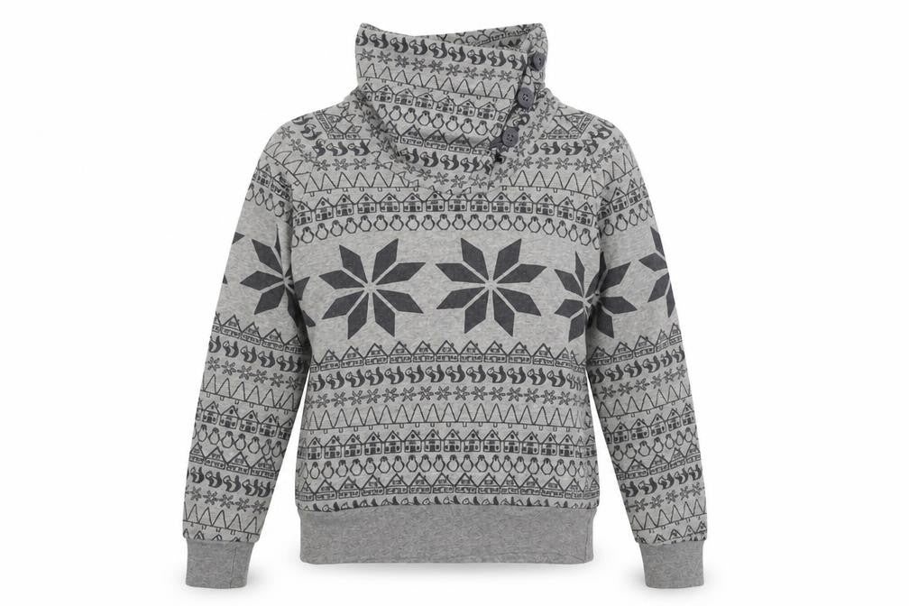 Trafa Womens Grey Geometric Jersey Pullover Sweatshirt Size S