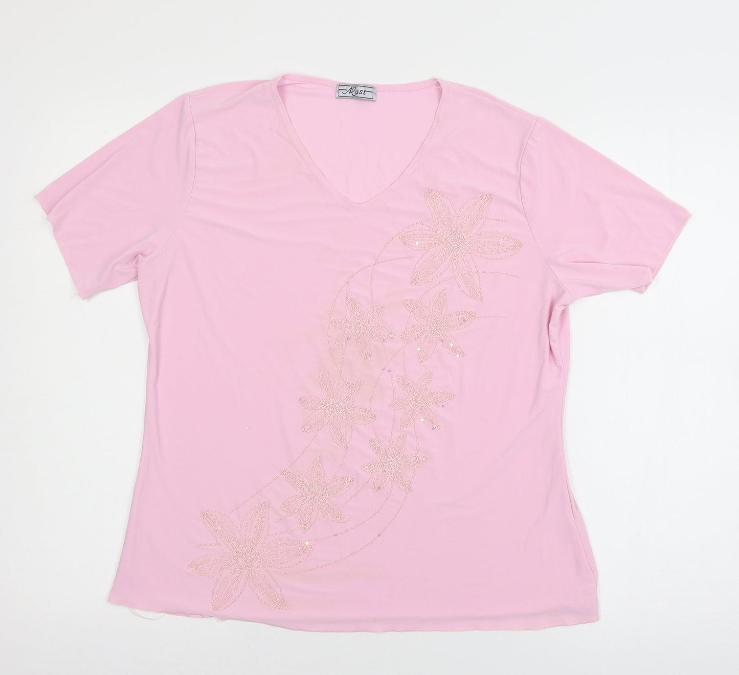 Must Womens Pink  Jersey Basic T-Shirt Size M