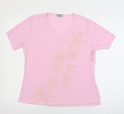 Must Womens Pink  Jersey Basic T-Shirt Size M