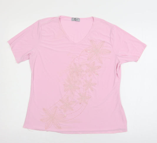 Must Womens Pink  Jersey Basic T-Shirt Size M