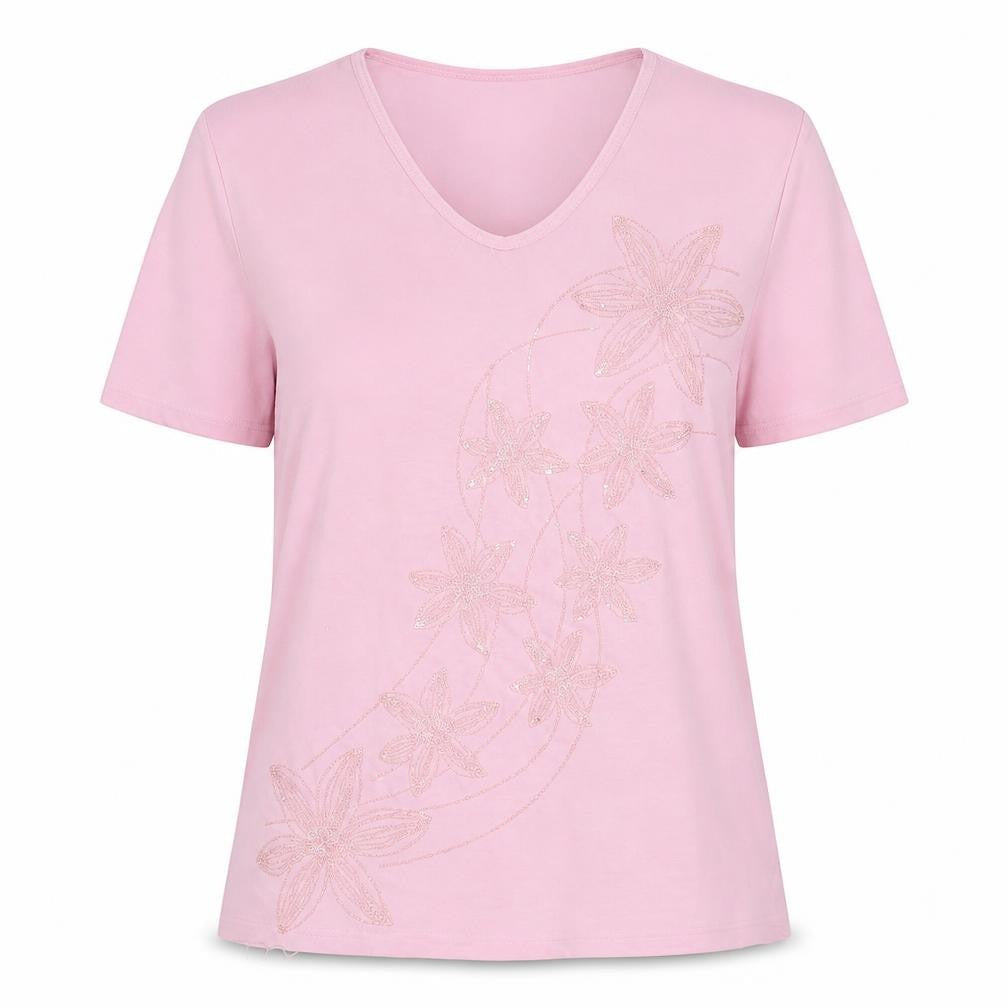 Must Womens Pink  Jersey Basic T-Shirt Size M