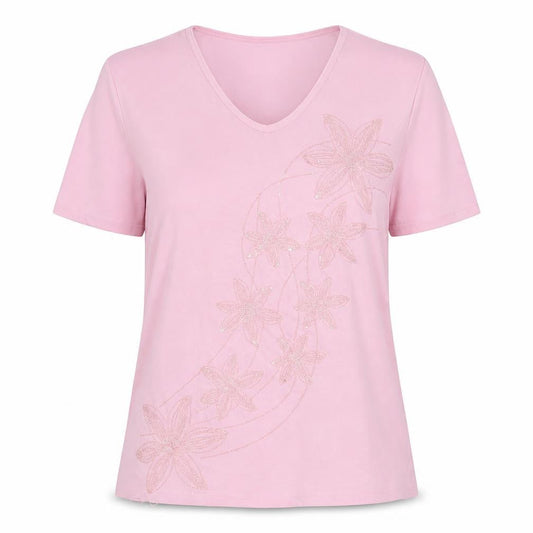 Must Womens Pink  Jersey Basic T-Shirt Size M