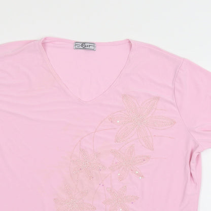 Must Womens Pink  Jersey Basic T-Shirt Size M