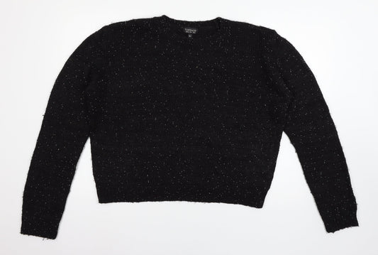 Topshop Womens Black  Knit Pullover Jumper Size 16