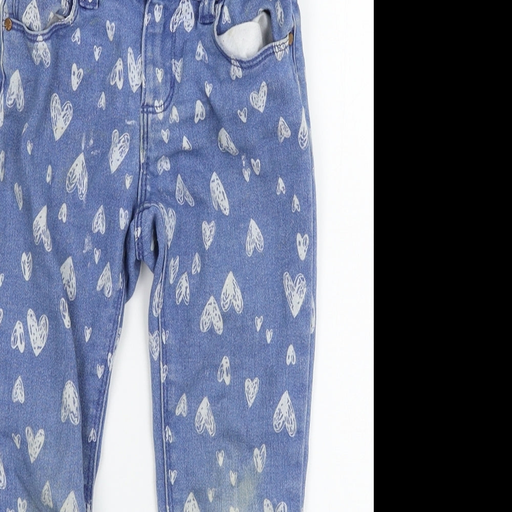 Denim & Girls Blue Geometric Denim Skinny Jeans Size 5-6 Years
