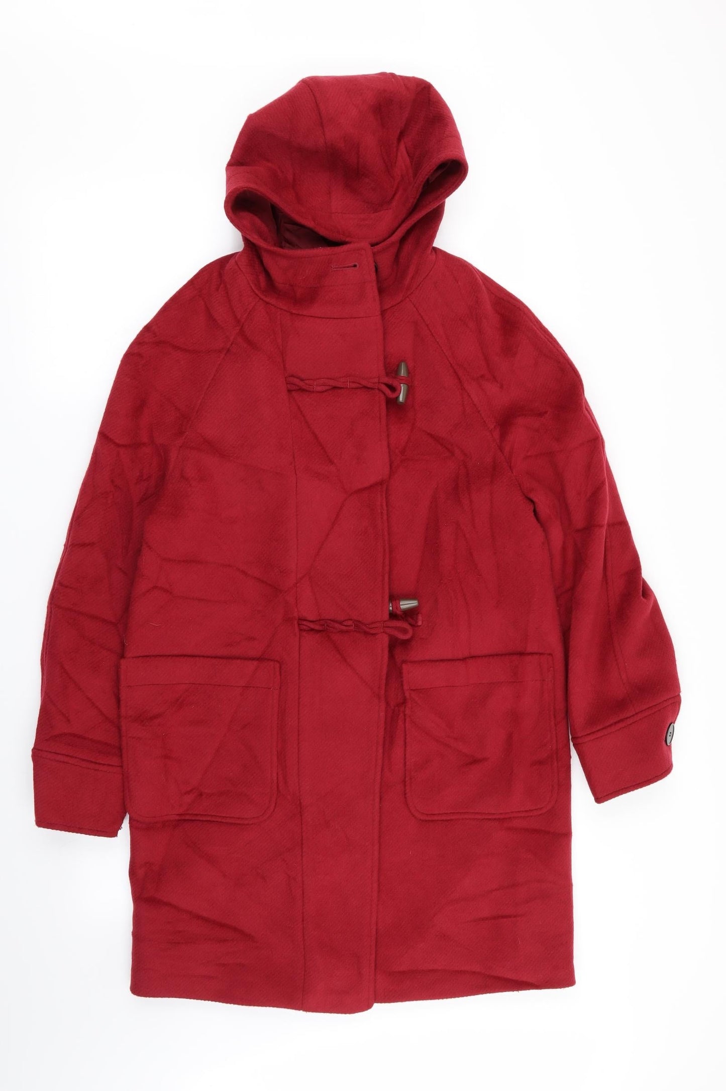 M&S Womens Red   Overcoat Coat Size 8
