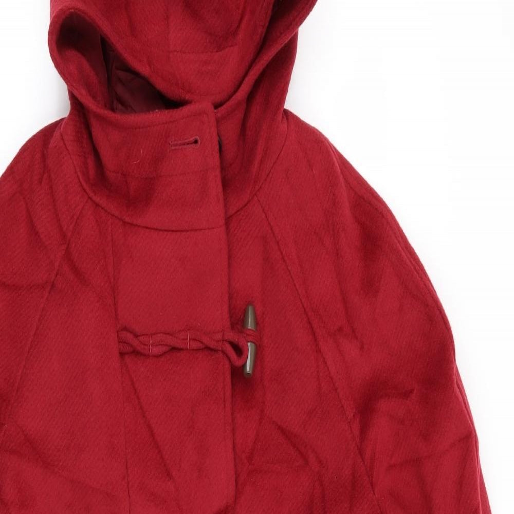 M&S Womens Red   Overcoat Coat Size 8