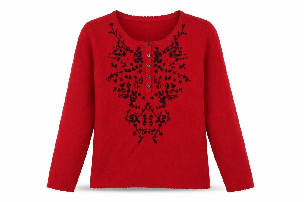 Jumper Womens Red Floral  Pullover Jumper Size M