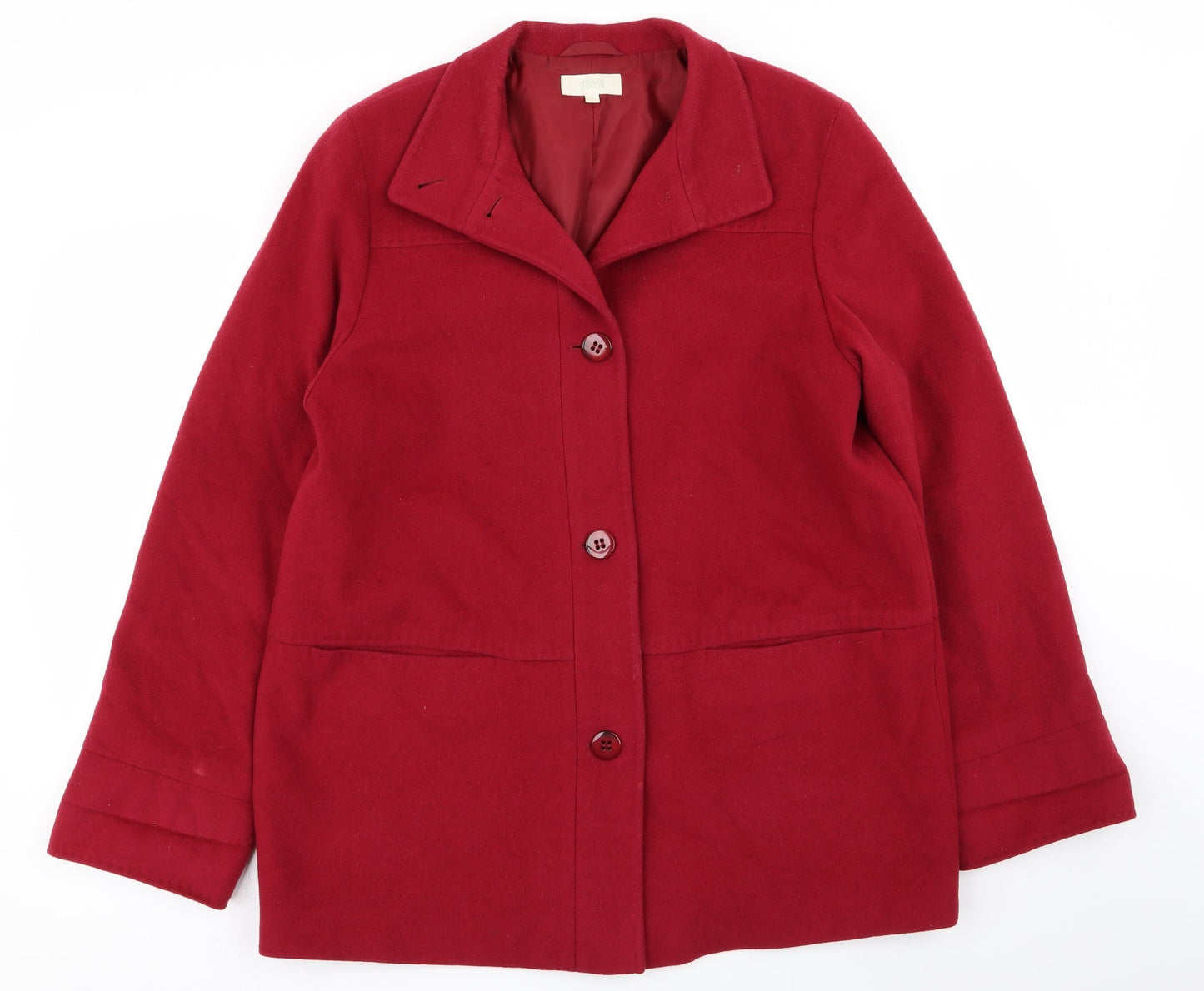 M&S Womens Red   Overcoat Coat Size 14